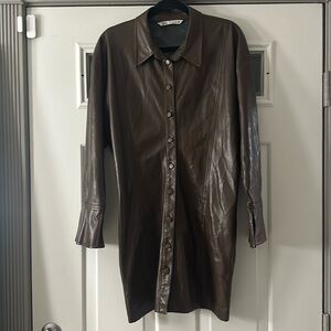 Zara faux leather button down dress